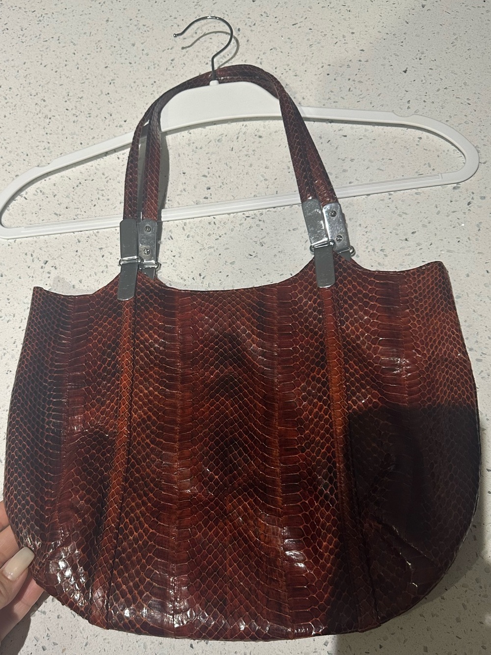 Women’s Brown Faux-Snake Tote Bag - Chic Everyday Carry